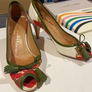 Bettye Muller Floral Open Toe Heels Size 7